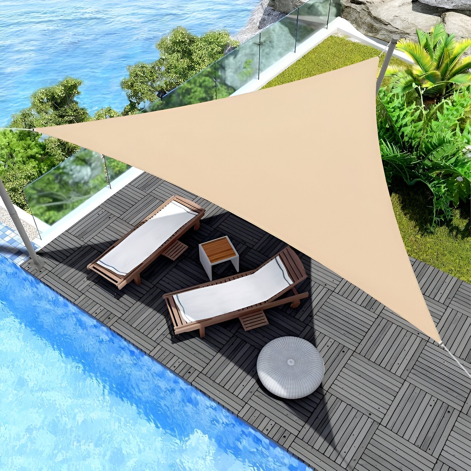 Voile d'Ombrage Triangulaire Anti-UV en Polyester pour Jardin et Terrasse