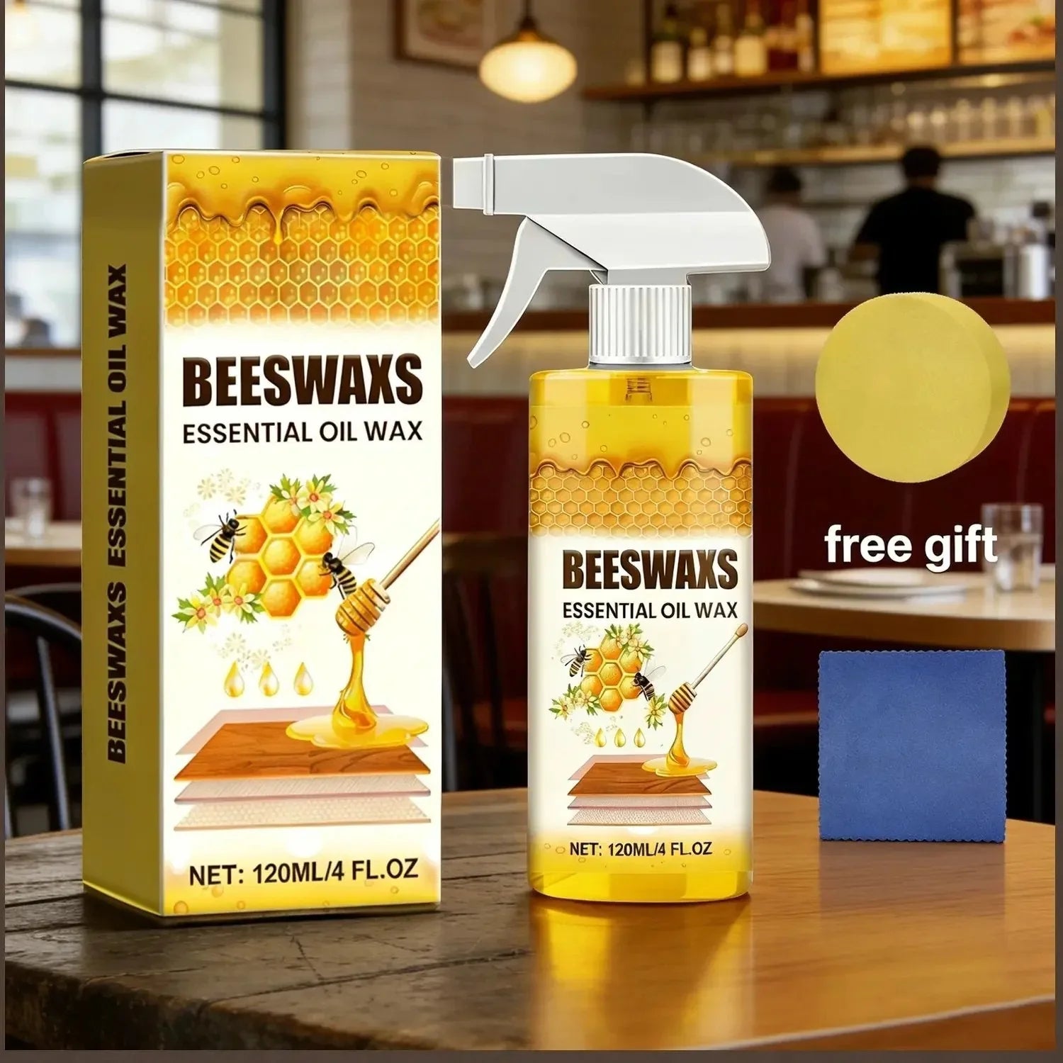 Cirage à la cire d'abeille en spray pour meubles et surfaces en bois