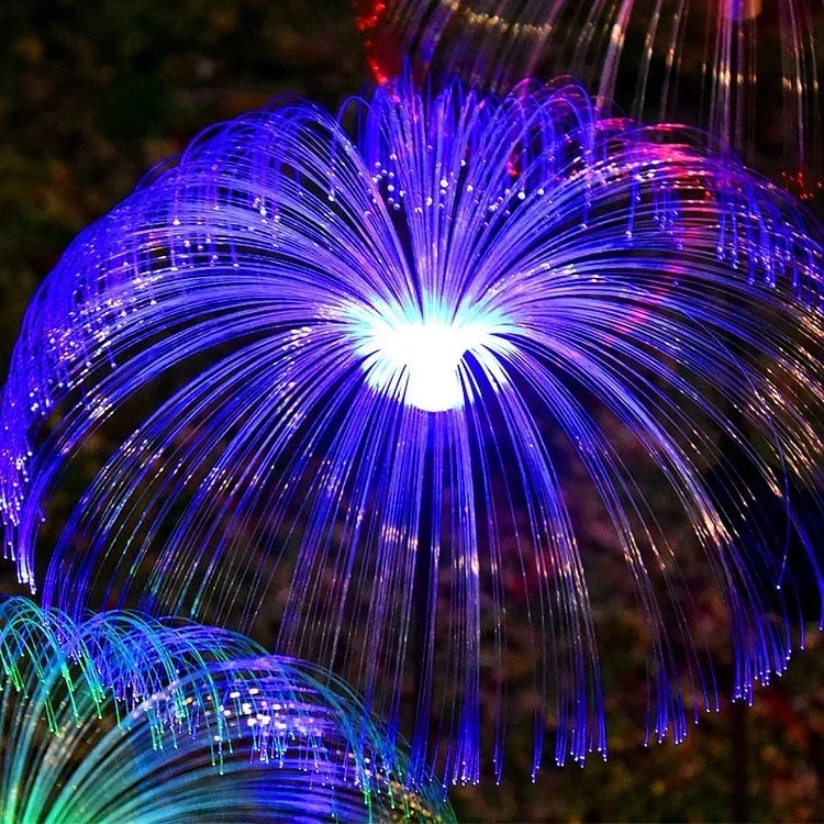 Lampe Solaire de Jardin en Forme de Méduse avec Fibres Optiques