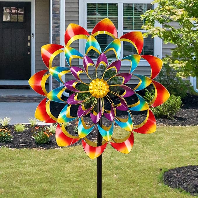 Moulin à vent décoratif en métal pour jardin et terrasse