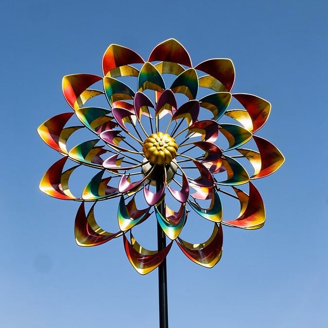 Moulin à vent décoratif en métal pour jardin et terrasse