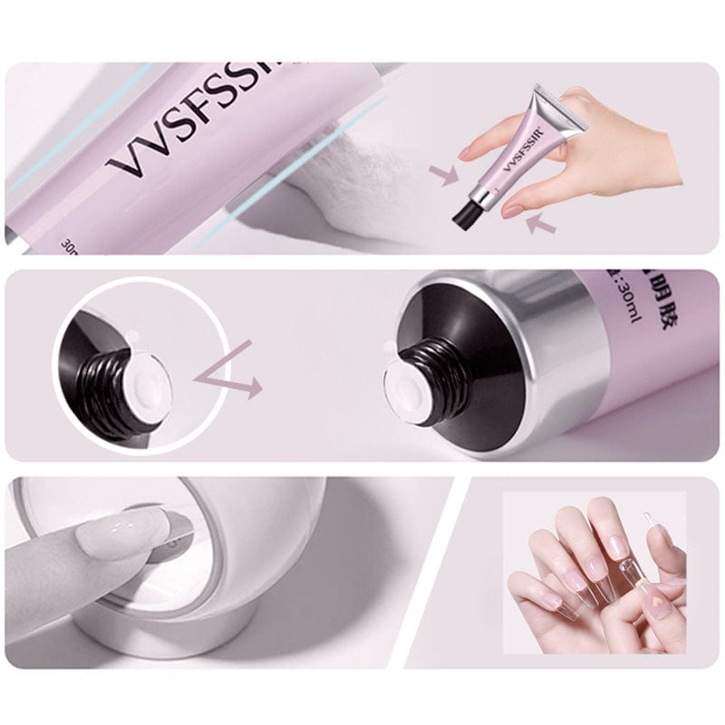 Kit Nail Art 3-en-1 – Colle à Ongles, Dissolvant & Lampe UV Portable