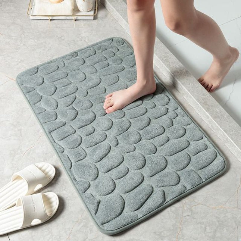 Tapis de bain en mousse à mémoire de forme avec design galets – doux & antidérapant