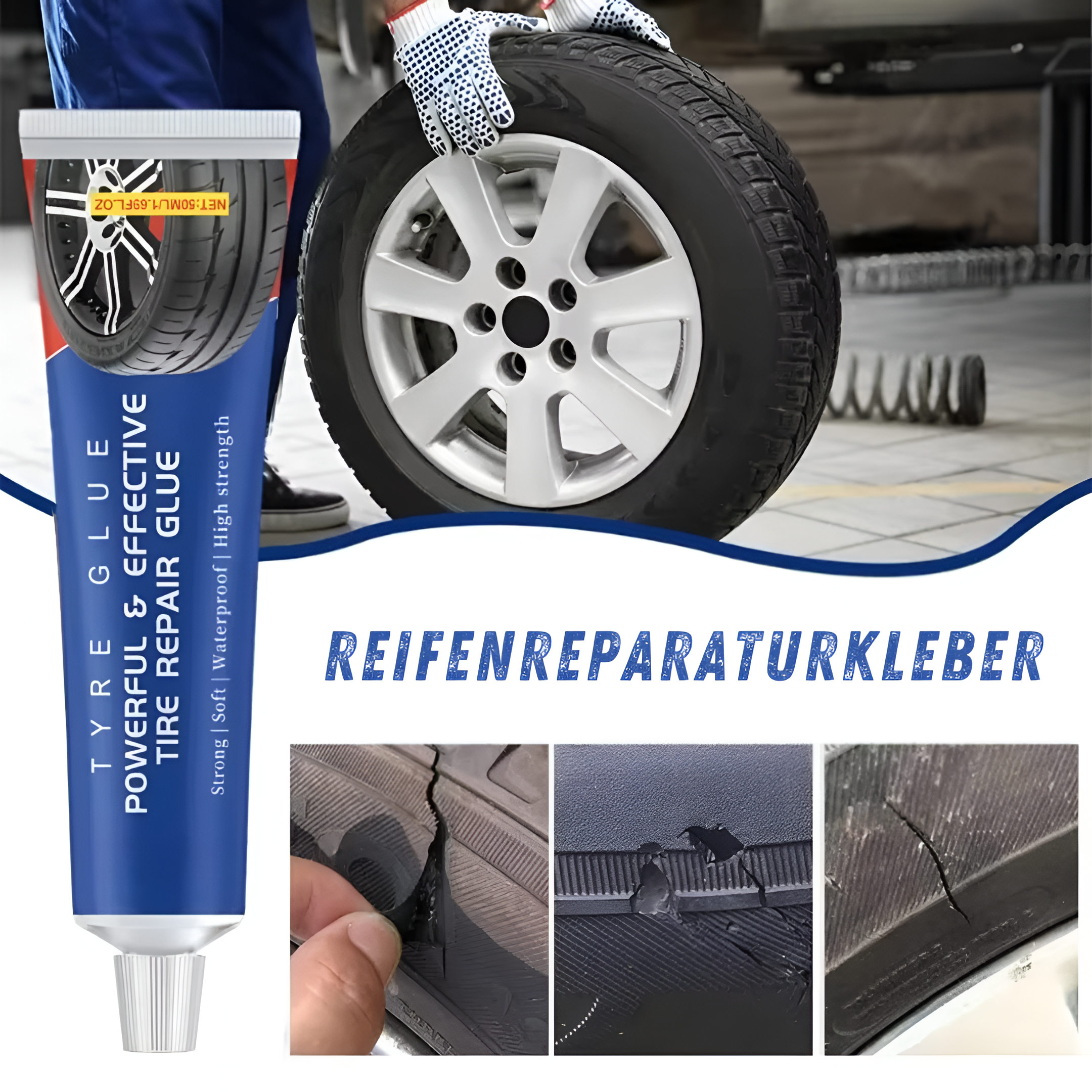 Colle de Réparation de Pneus à Base de Caoutchouc – Scellement Rapide et Durable