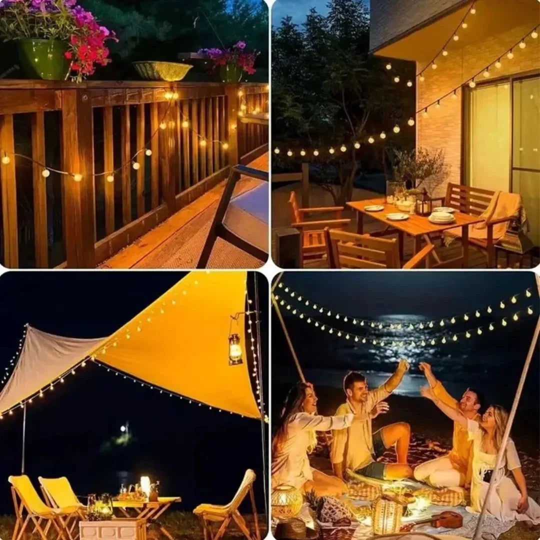 Guirlande lumineuse LED solaire avec boules en cristal pour jardin et terrasse