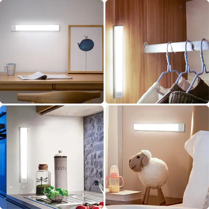 Lampe LED sans fil à encastrer sous meuble avec détecteur de mouvement et 3 couleurs de lumière
