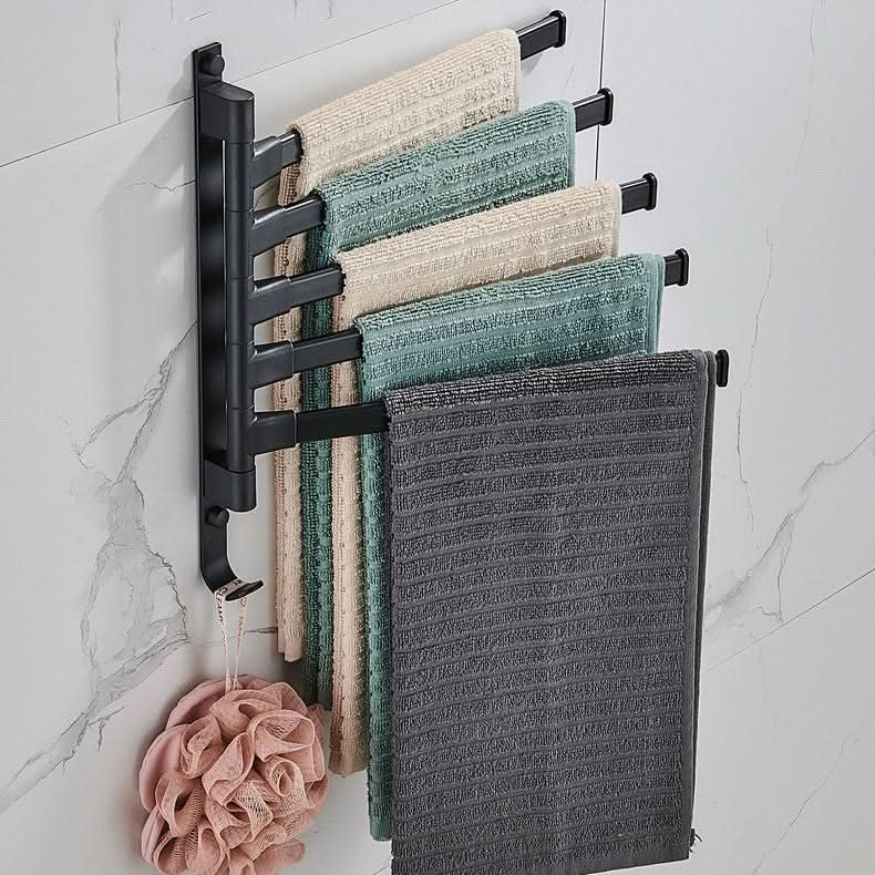 Porte-serviettes pivotant à 5 bras pour salle de bain