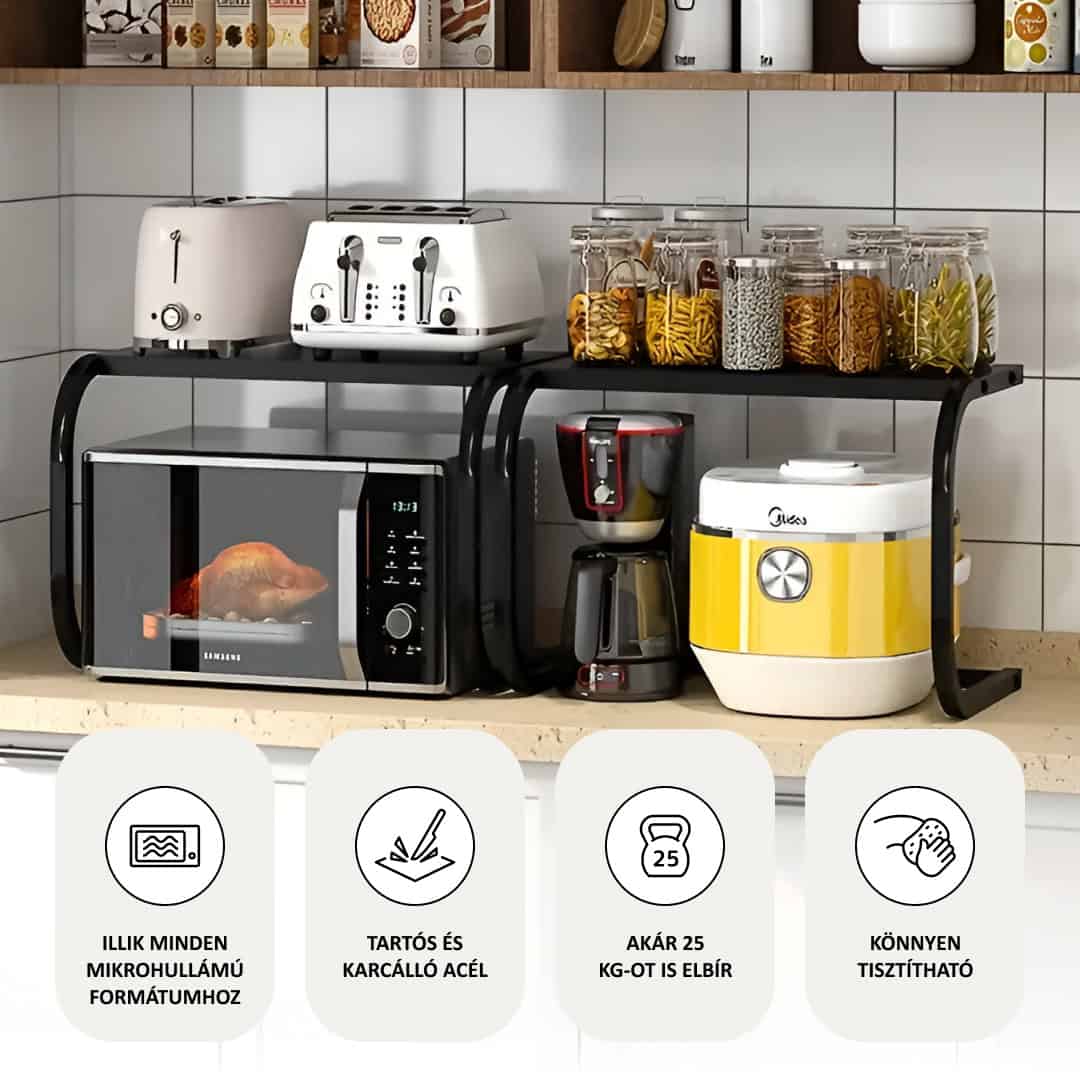 Étagère de Cuisine 2 Niveaux sans Perçage – Double Surface de Travail