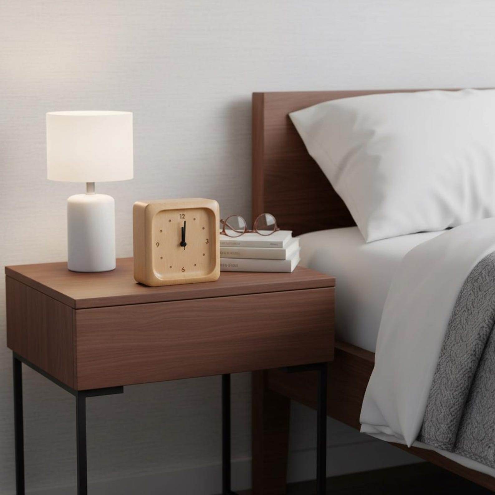 Réveil analogique en bois de hêtre – silencieux avec fonction snooze