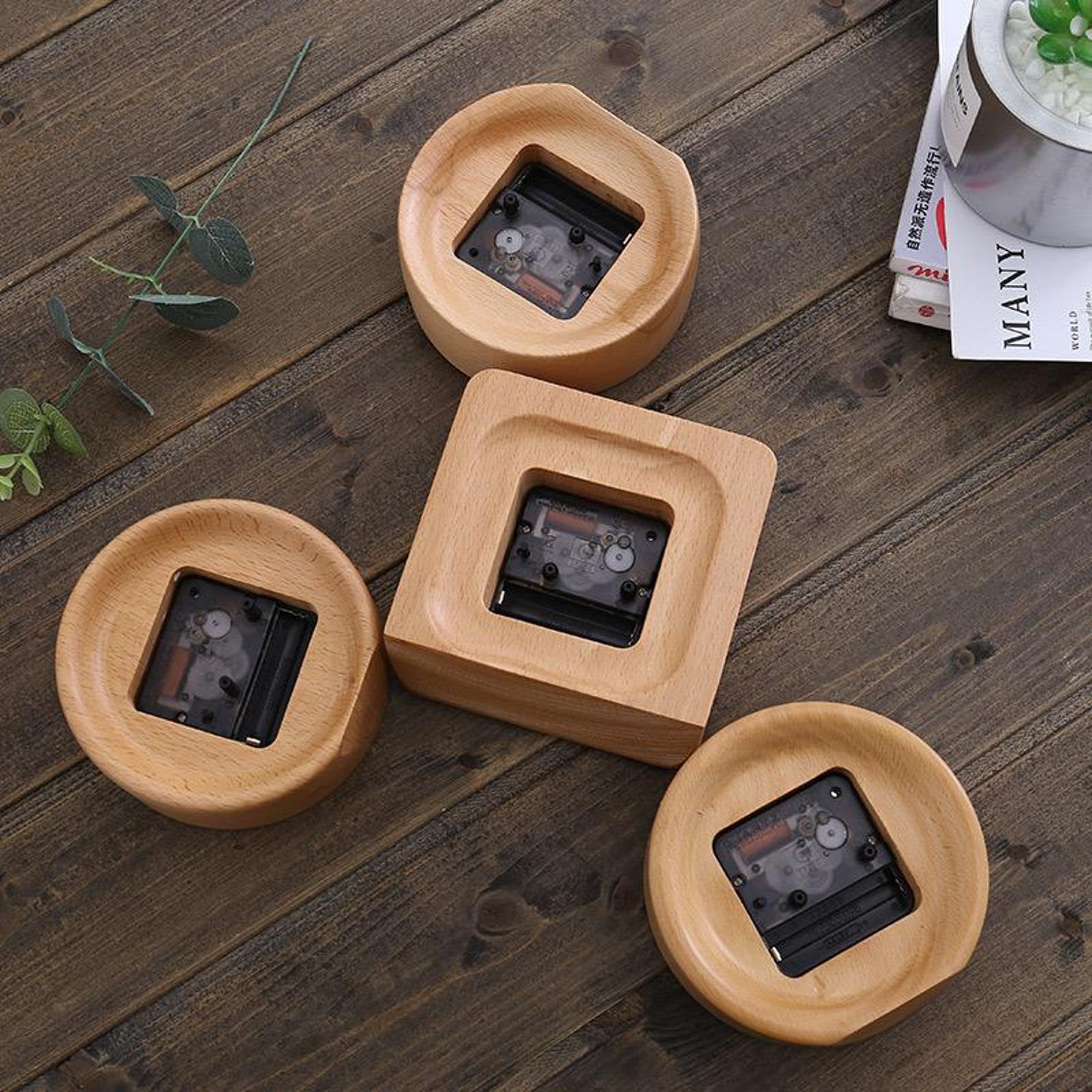 Réveil analogique en bois de hêtre – silencieux avec fonction snooze