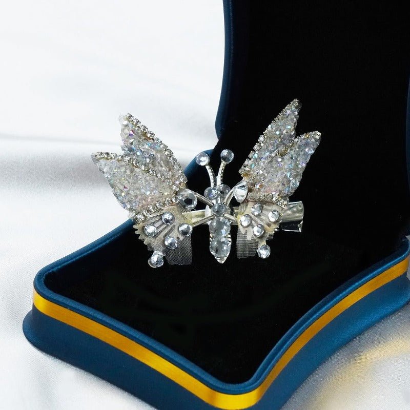 Barrettes Papillon à Ailes Mobiles avec Strass – Lot de 8
