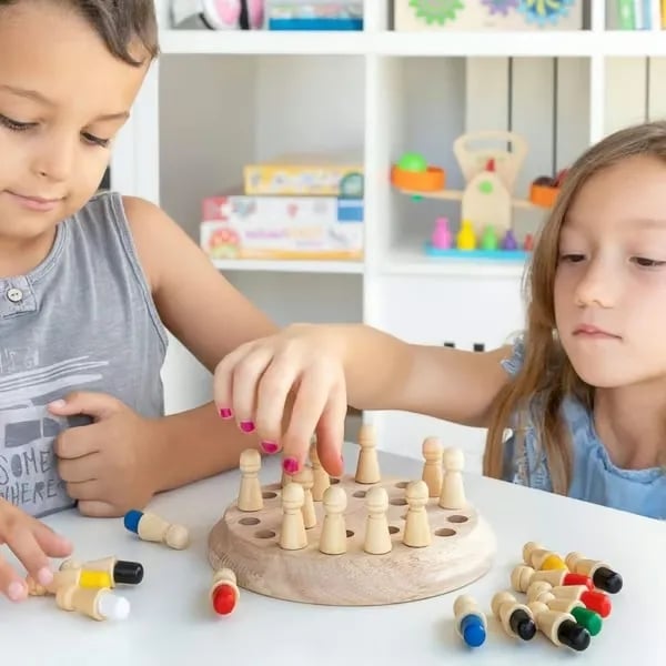 Jeu de mémoire en bois pour enfants – Concentration et motricité fine