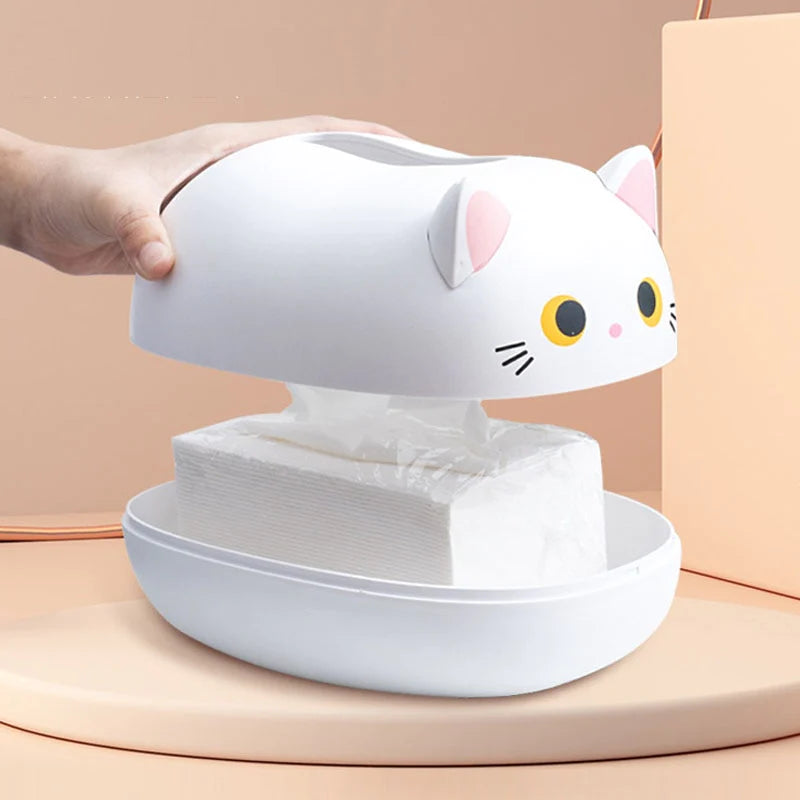 Elegatto™ – Boîte à Mouchoirs Chat Mignonne avec Porte-Cure-Dents & Grand Rangement [50 % de Réduction]