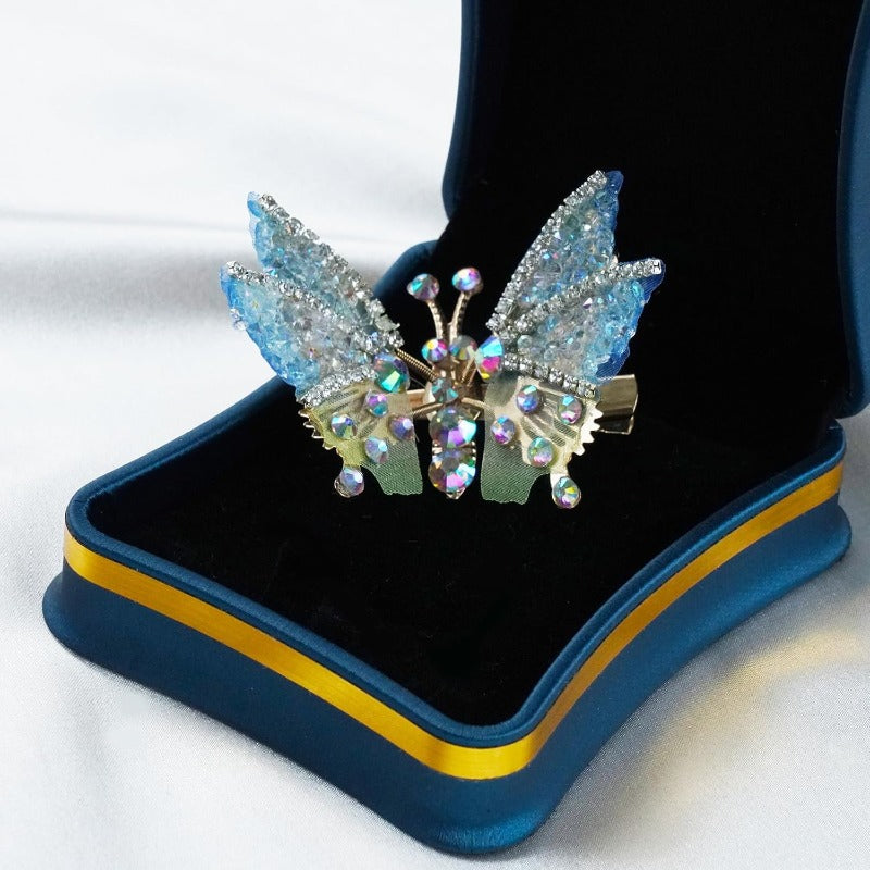 Barrettes Papillon à Ailes Mobiles avec Strass – Lot de 8