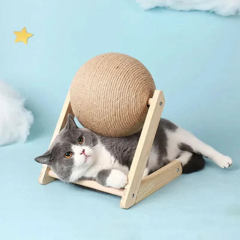 Jouet Griffoir Balle pour Chat 2-en-1 avec Surface de Griffage Intégrée
