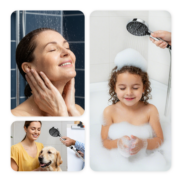 Pommeau de douche à main avec 7 modes de jet et buses en silicone auto-nettoyantes