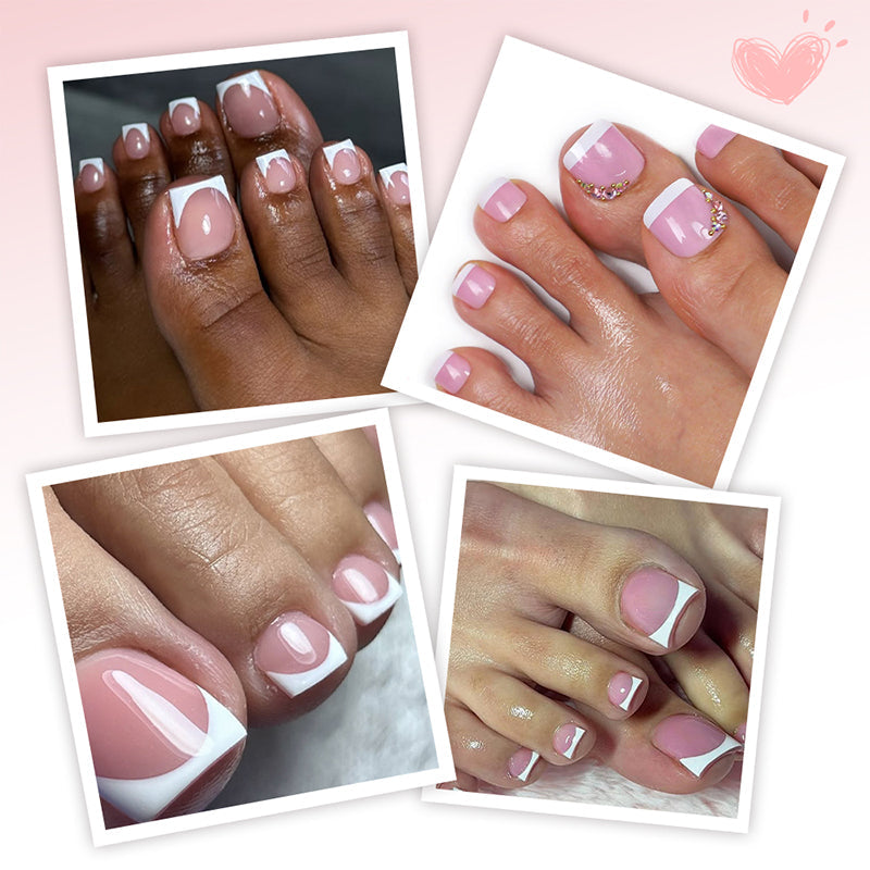 Faux ongles d'orteils press-on réutilisables – Pédicure gel à domicile