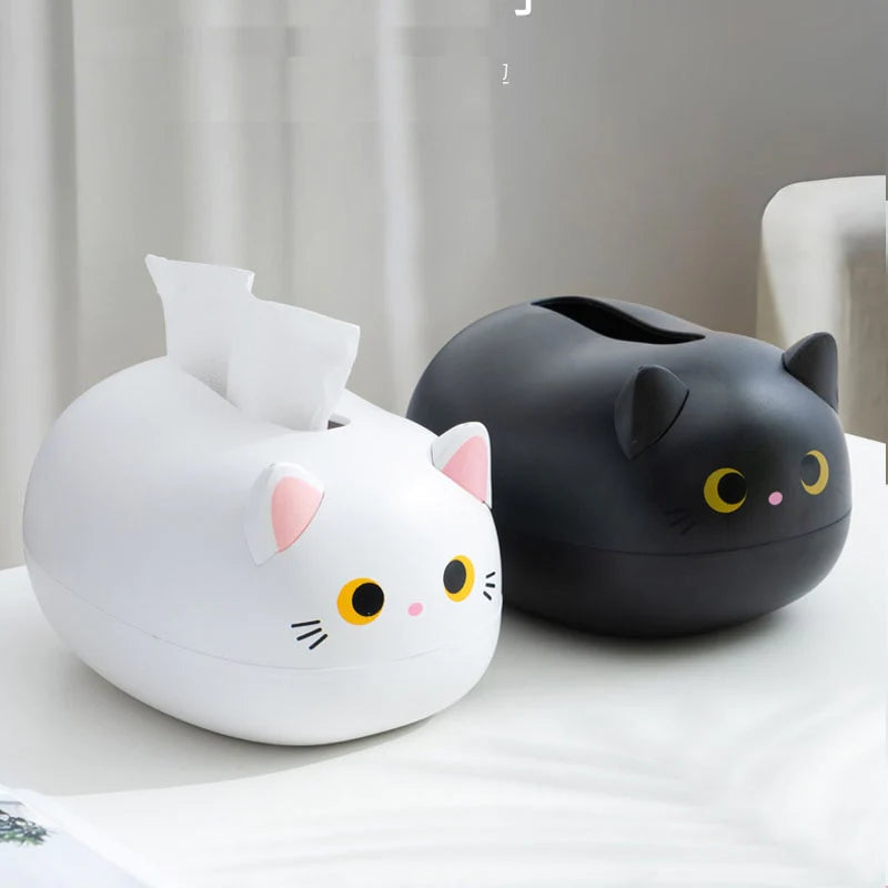 Elegatto™ – Boîte à Mouchoirs Chat Mignonne avec Porte-Cure-Dents & Grand Rangement [50 % de Réduction]