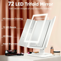 Miroir de Maquillage LED Pliant à 3 Panneaux avec Éclairage Réglable
