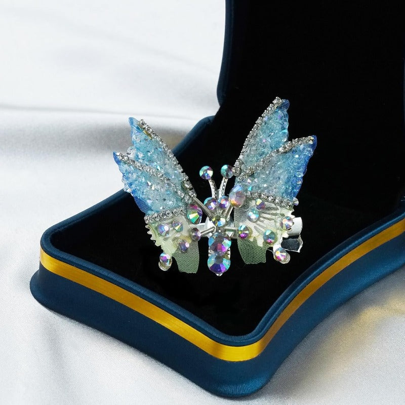 Barrettes Papillon à Ailes Mobiles avec Strass – Lot de 8