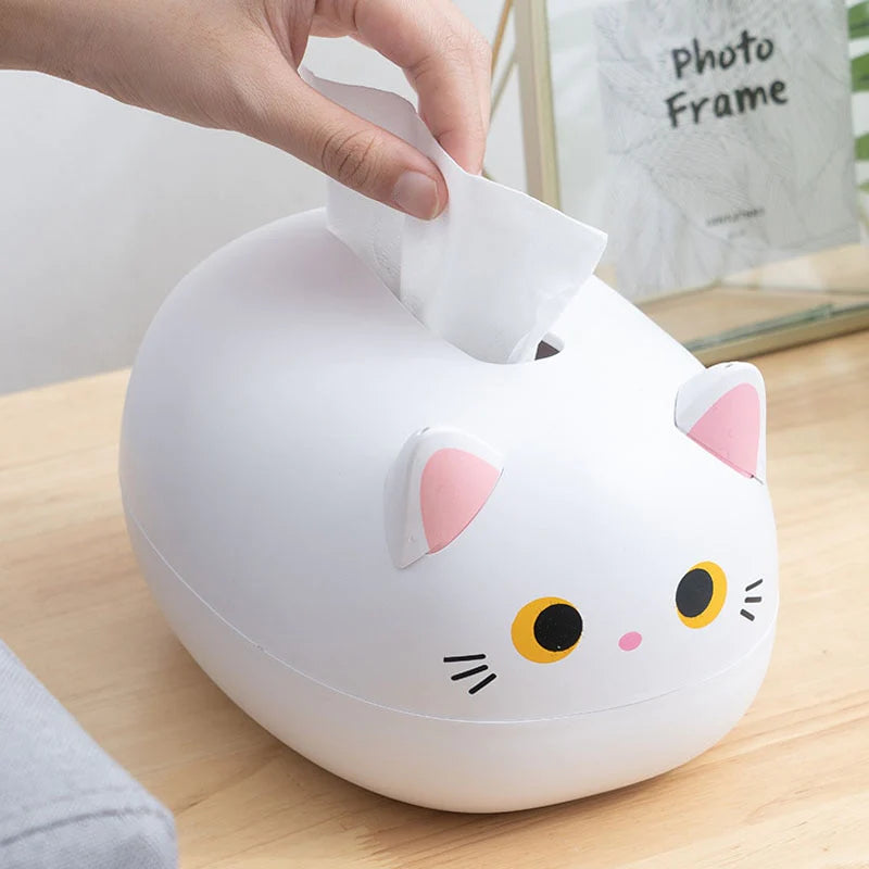 Elegatto™ – Boîte à Mouchoirs Chat Mignonne avec Porte-Cure-Dents & Grand Rangement [50 % de Réduction]