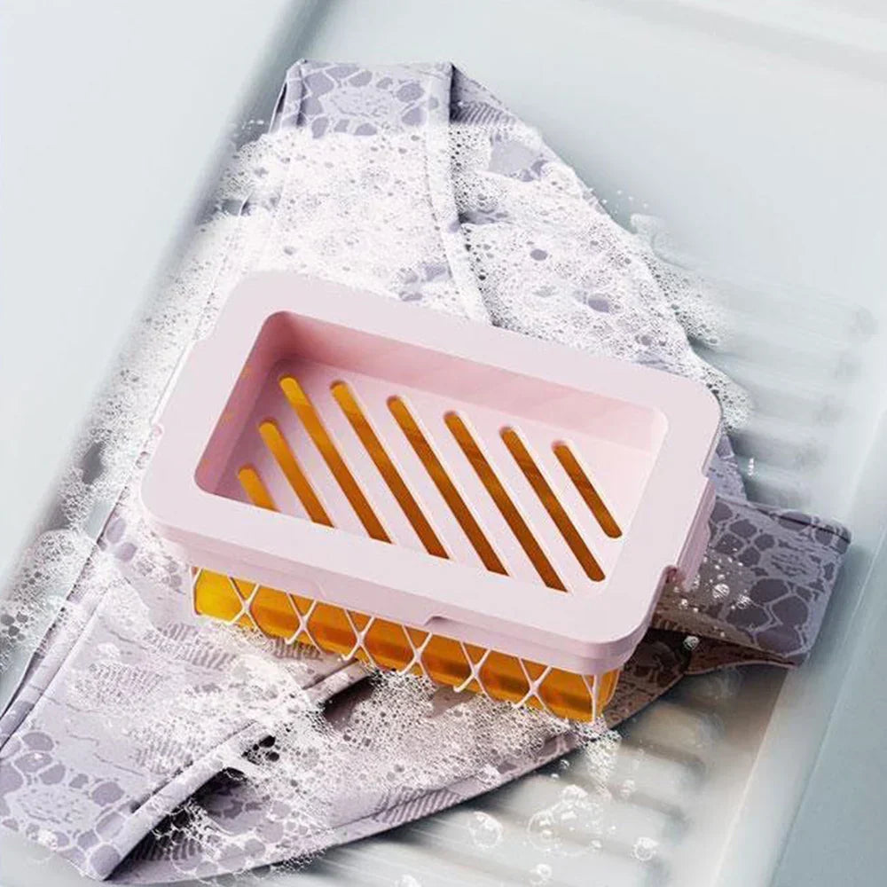 LatherUp™ – Porte-Savon & Filet Mousse 2-en-1, Hygiénique, Économiseur de Savon & à Séchage Rapide [1 + 2 Gratuit]