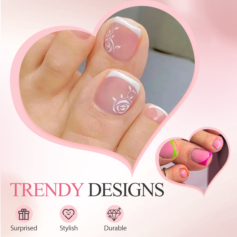 Faux ongles d'orteils press-on réutilisables – Pédicure gel à domicile