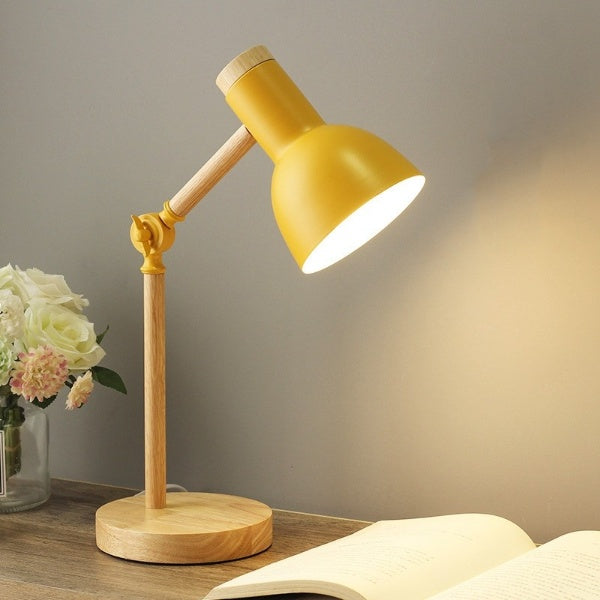 Lampe de bureau en bois avec bras réglable et commande tactile