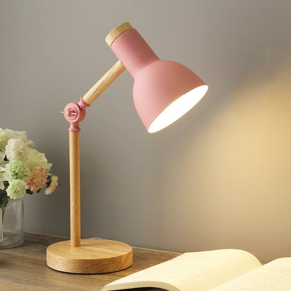 Lampe de bureau en bois avec bras réglable et commande tactile