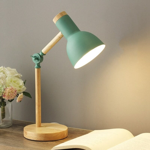 Lampe de bureau en bois avec bras réglable et commande tactile