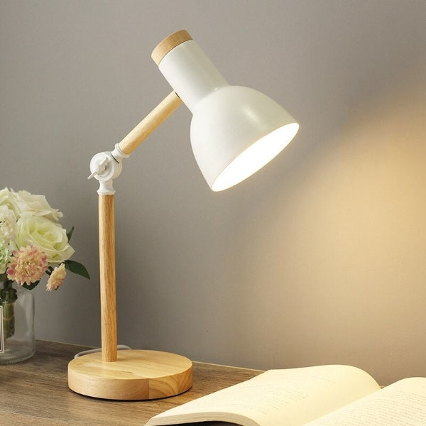 Lampe de bureau en bois avec bras réglable et commande tactile