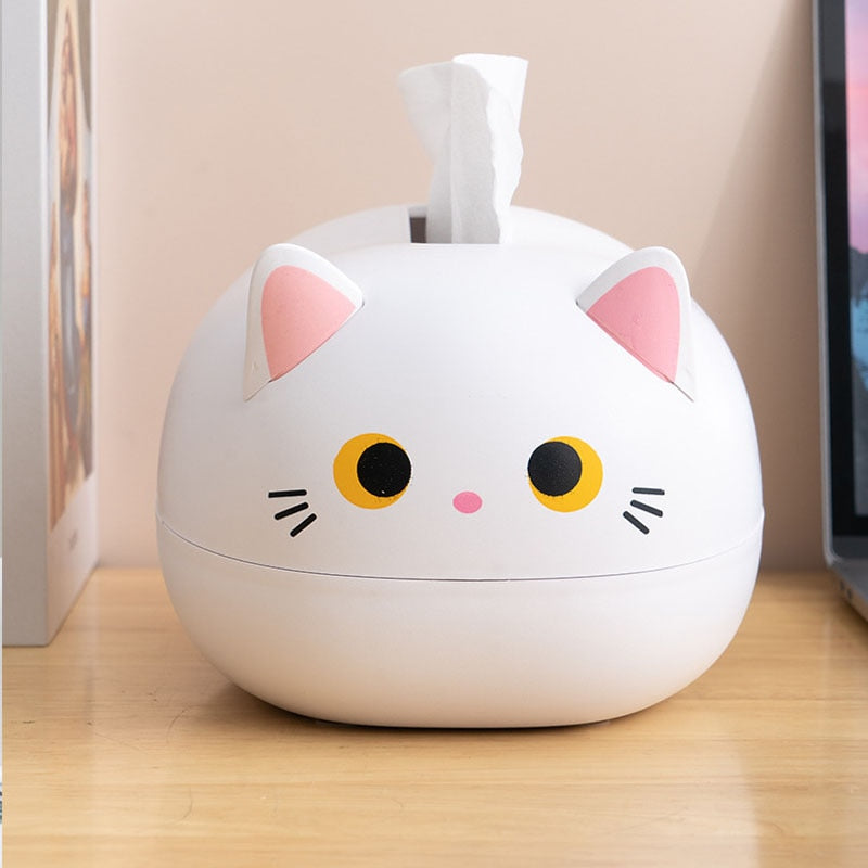 Elegatto™ – Boîte à Mouchoirs Chat Mignonne avec Porte-Cure-Dents & Grand Rangement [50 % de Réduction]