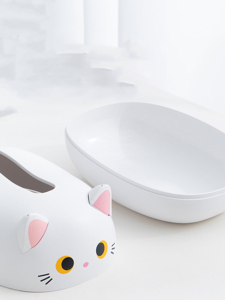 Elegatto™ – Boîte à Mouchoirs Chat Mignonne avec Porte-Cure-Dents & Grand Rangement [50 % de Réduction]