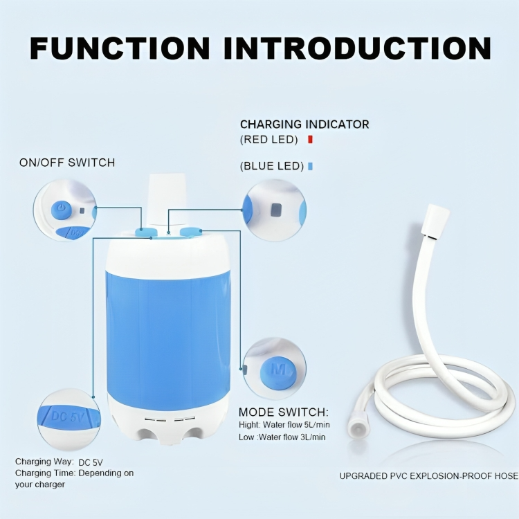 Douche Portable Sans Fil pour Camping et Plein Air – Batterie 5000 mAh