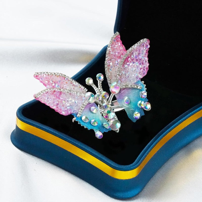 Barrettes Papillon à Ailes Mobiles avec Strass – Lot de 8