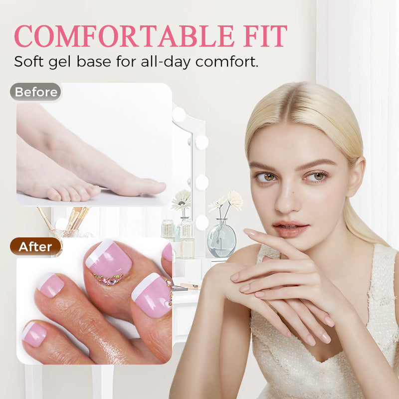 Faux ongles d'orteils press-on réutilisables – Pédicure gel à domicile