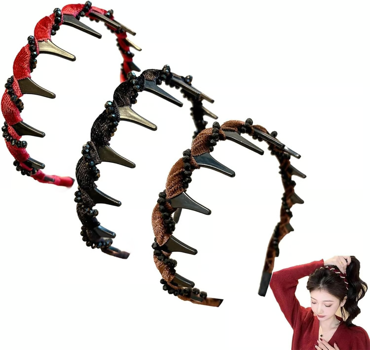 Bandeau Cheveux Rétro avec Maintien Anti-Glisse et Volume Élégant