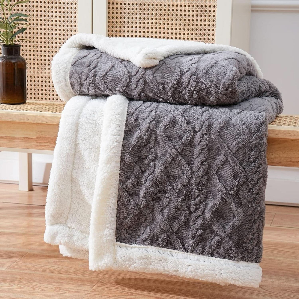 Plaid Sherpa polaire moelleux – doux, chaud et polyvalent