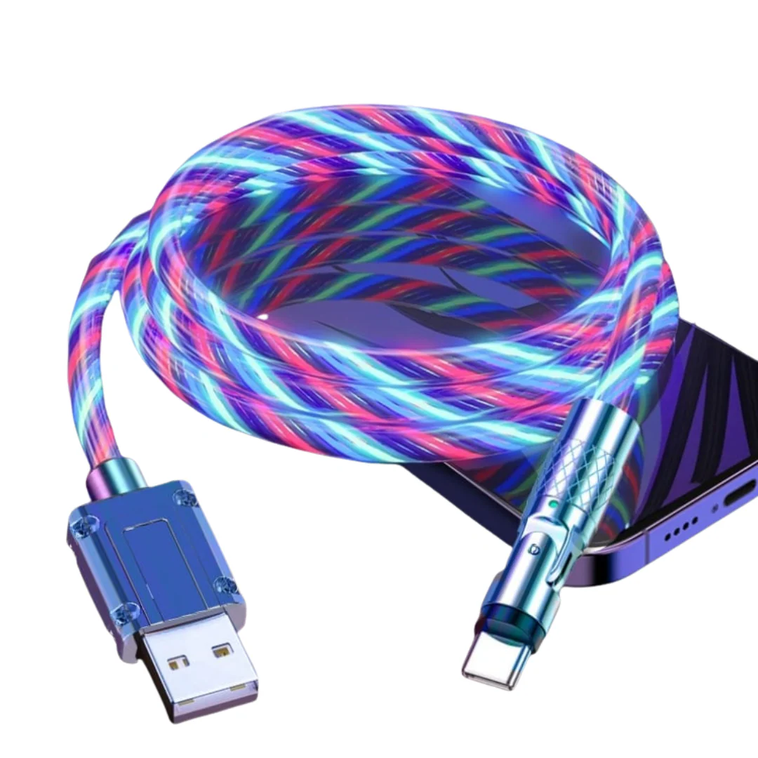 Câble USB Rotatif 540° avec Éclairage LED pour Charge Rapide