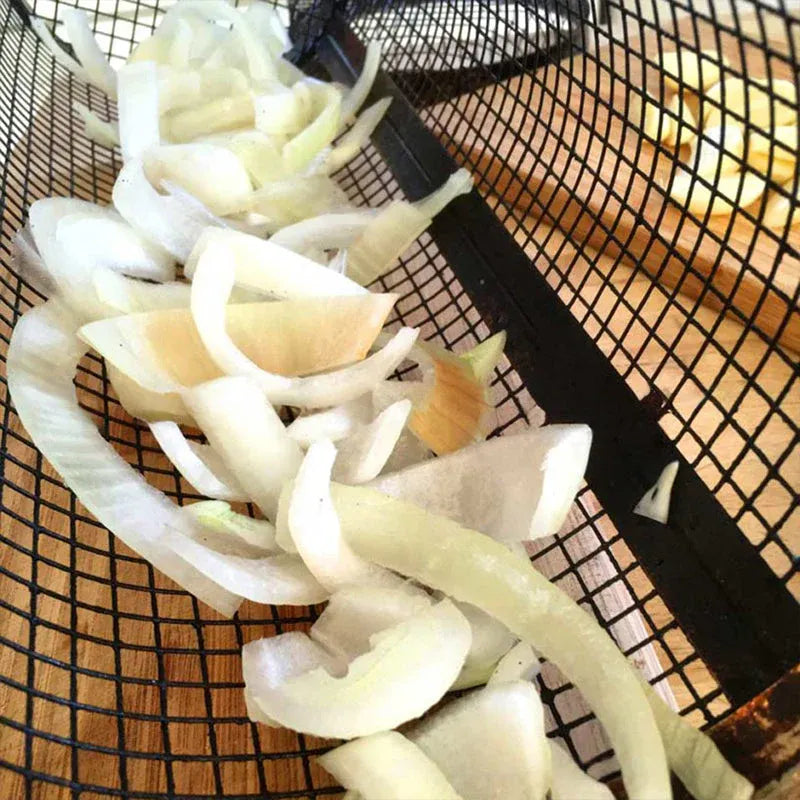 Panier Grill Rotatif en Acier Inoxydable pour Barbecue – Légumes et Fruits de