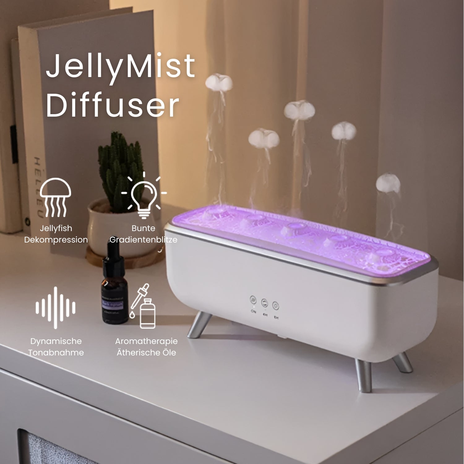 Diffuseur Humidificateur Méduse LED avec Changement de Couleur et Aromathérapie