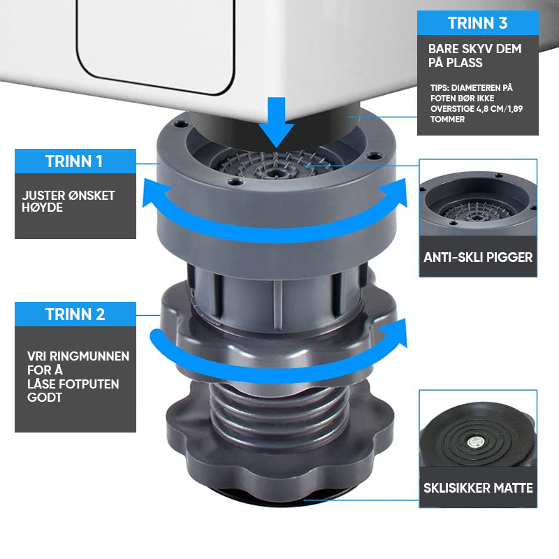 Pieds Antivibrations Réglables pour Machine à Laver et Électroménager