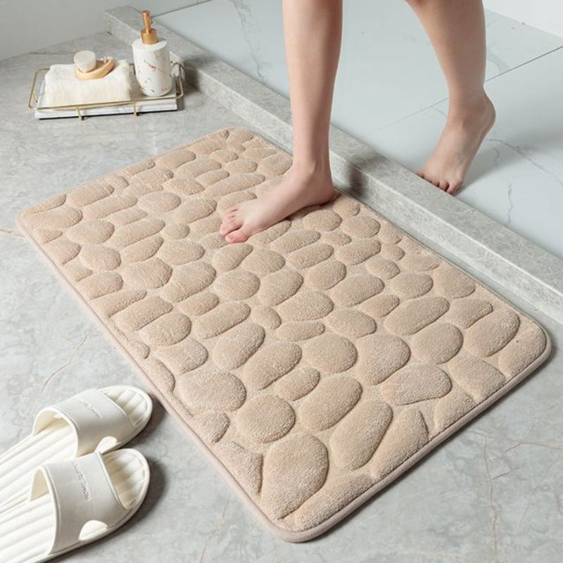 Tapis de bain en mousse à mémoire de forme avec design galets – doux & antidérapant