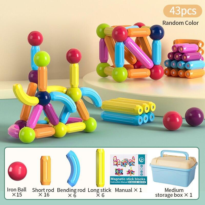 Jeu de Construction Magnétique Boules et Bâtons pour Enfants – 42 Pièces