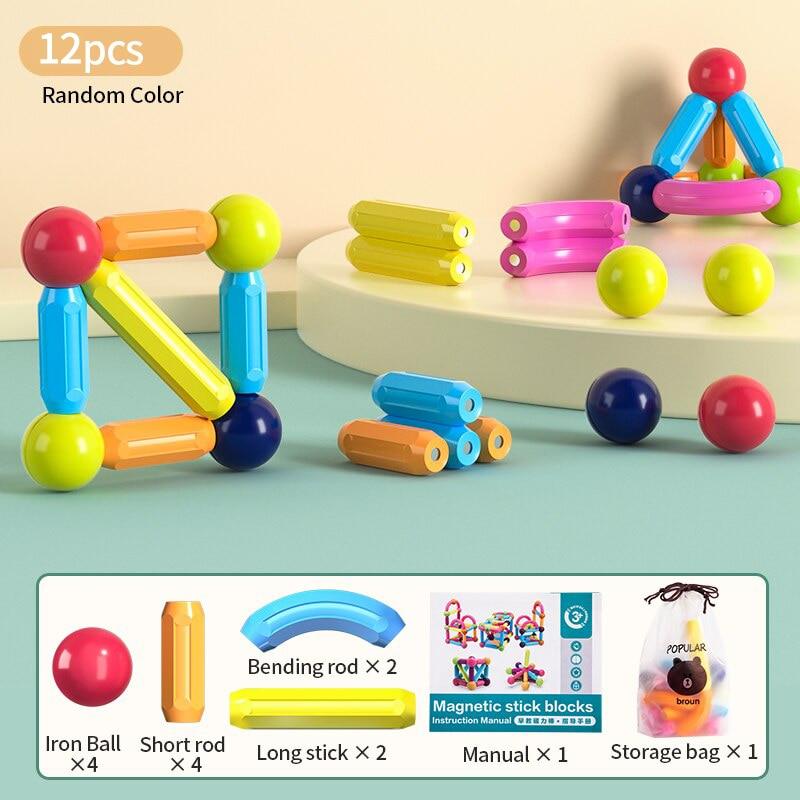 Jeu de Construction Magnétique Boules et Bâtons pour Enfants – 42 Pièces