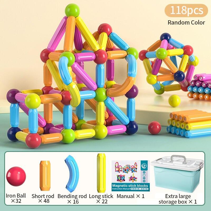 Jeu de Construction Magnétique Boules et Bâtons pour Enfants – 42 Pièces