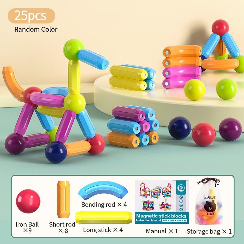 Jeu de Construction Magnétique Boules et Bâtons pour Enfants – 42 Pièces