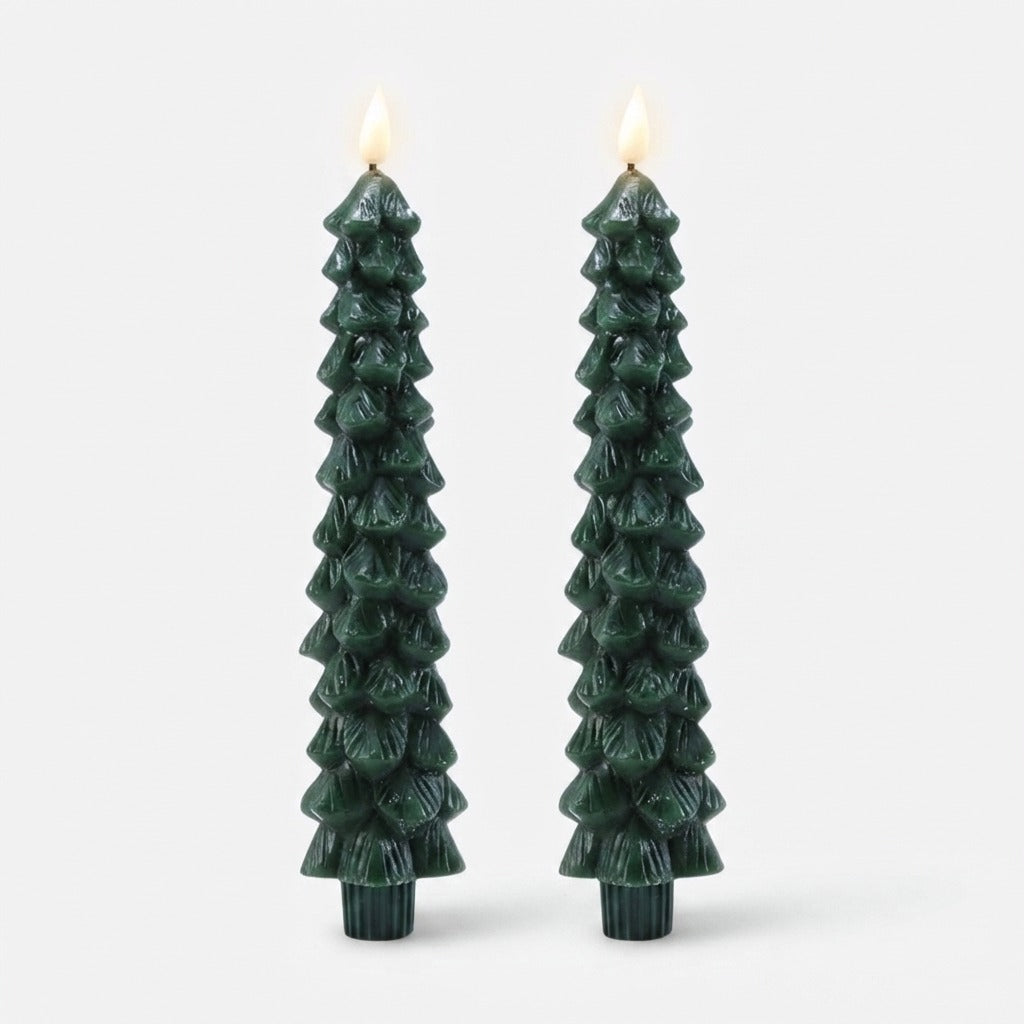 Bougie en forme de sapin avec effet flamme et télécommande