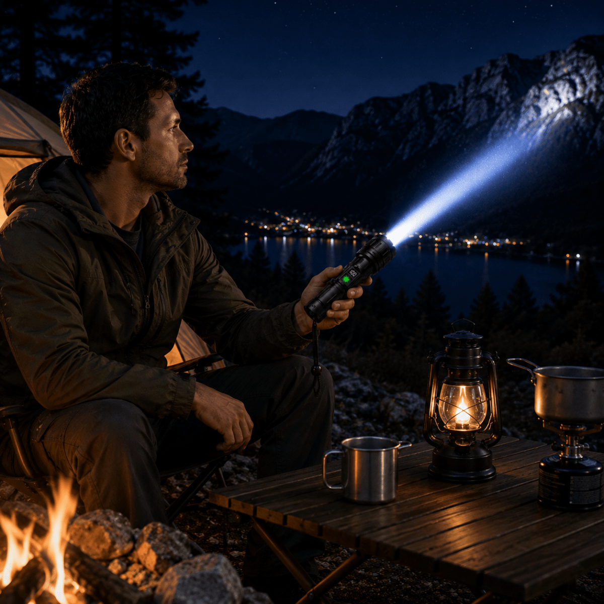 Lampe de poche avec affichage numérique pour le camping et les activités en plein air