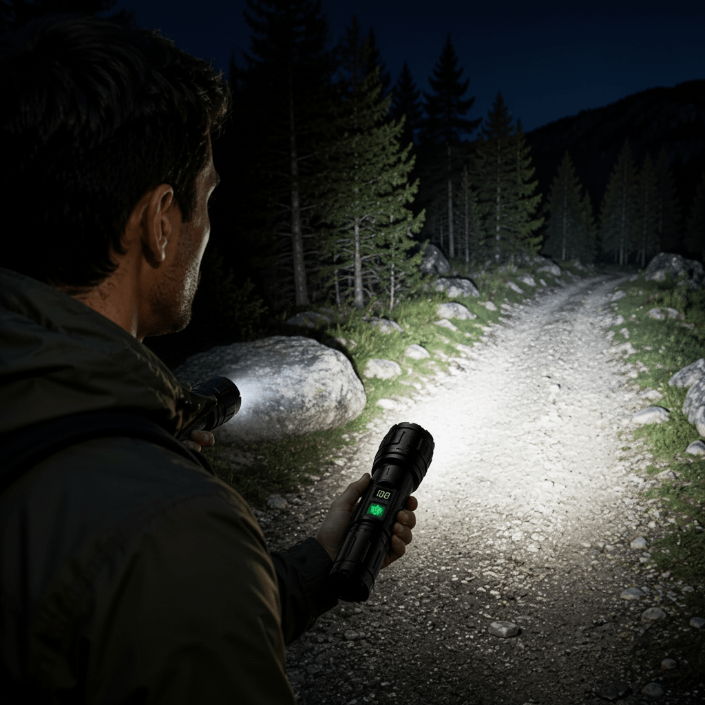 Lampe de poche avec affichage numérique pour le camping et les activités en plein air